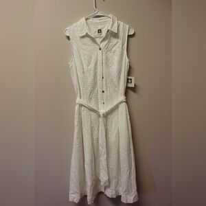 Anne Klein White Textured Midi Dress